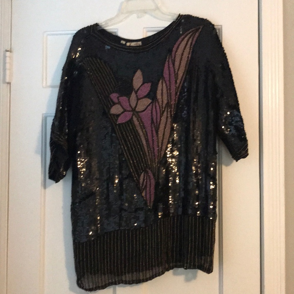 Amazing vintage flapper top - sequined and beaded - last chance